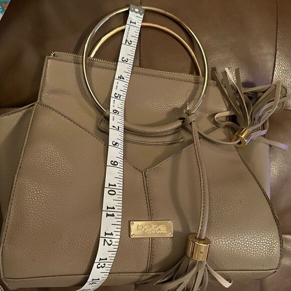 Bebe Leather Metal Handled Handbag Tassel Purse - Picture 4 of 10